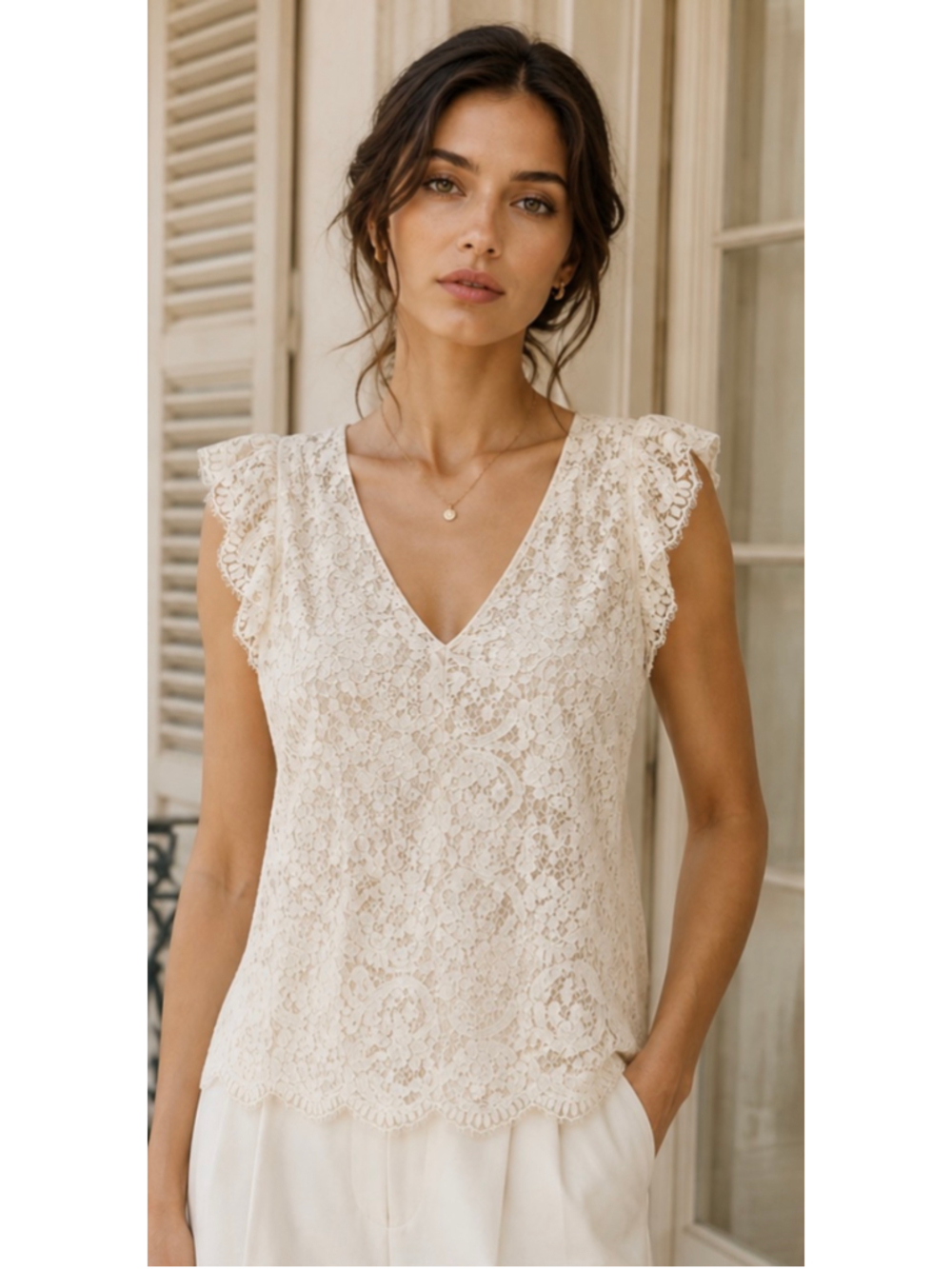 Ralph Lauren Blue Label Lace Blouse w/Tank Size 10 Cream New! Vintage